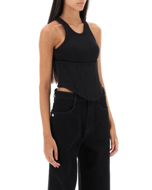 Dion Lee Black Tank Top With Underbust Corset