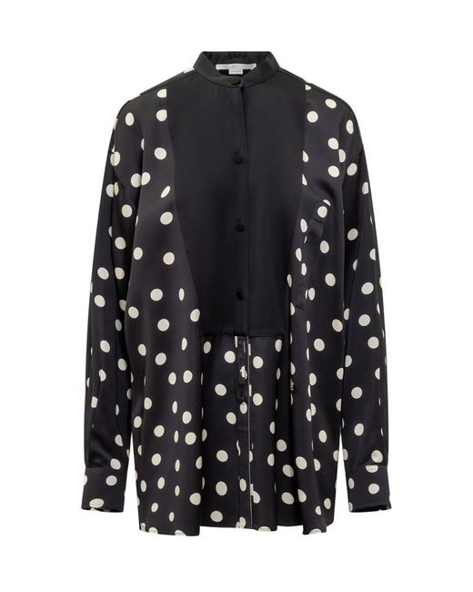 Stella McCartney Black Maxi Shirt With Polka Dot Pattern