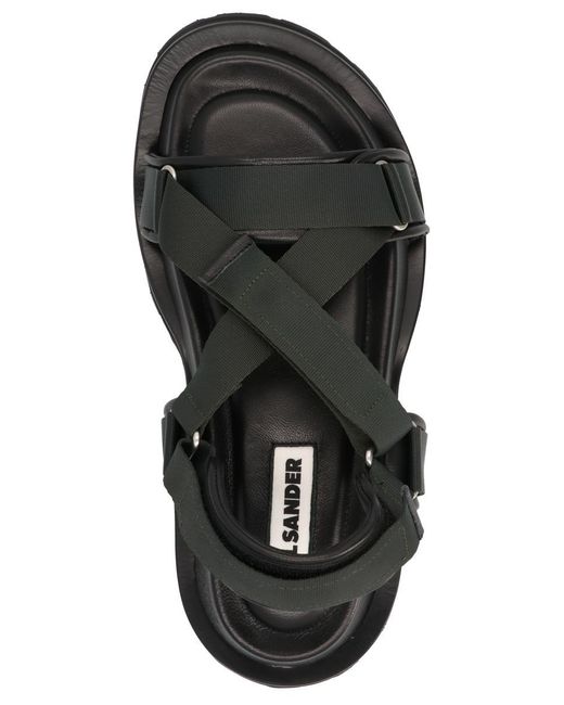 Jil Sander Black Hiking Platform Sandals With Touch Strap