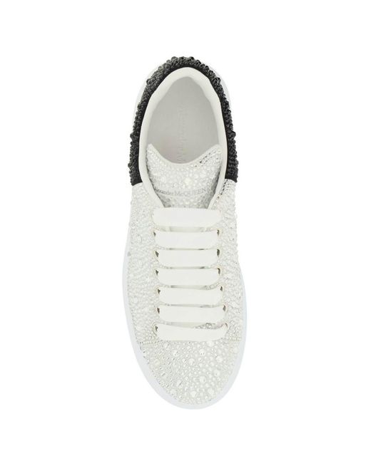 Alexander McQueen White Oversized Sneakers With Crystals