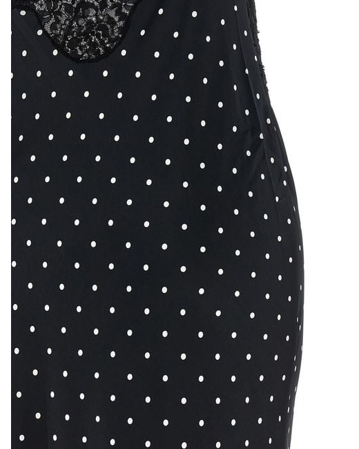 Self-Portrait Black 'Polka Dot Satin Lace Maxi' Dress