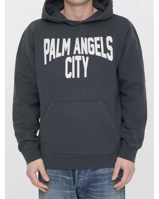 Palm Angels Gray Pa City Hoodie for men