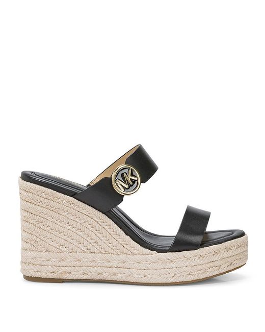 Michael Kors Natural Lucinda Wedge Sandals With Double Leather Strap