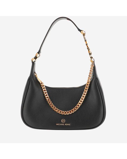 MICHAEL Michael Kors Piper Leather Shoulder Bag in Black | Lyst