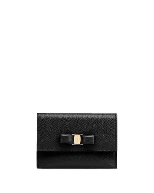 Ferragamo Black Vara Leather Flap Wallet