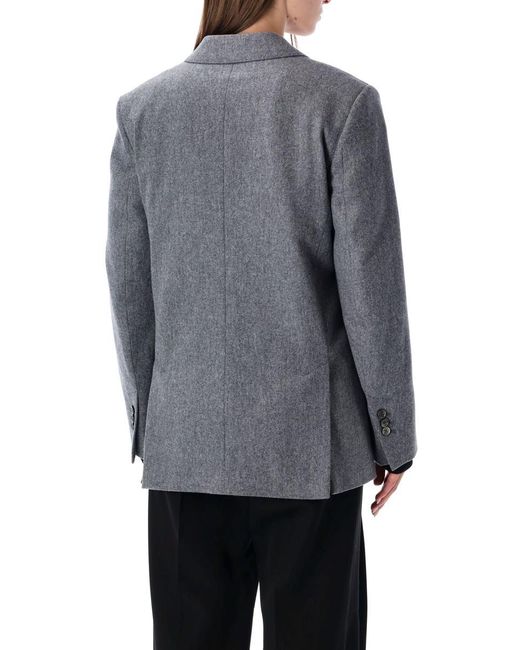 AMI Gray Wool Flannel Loose-Fit Single-Breasted Jacket