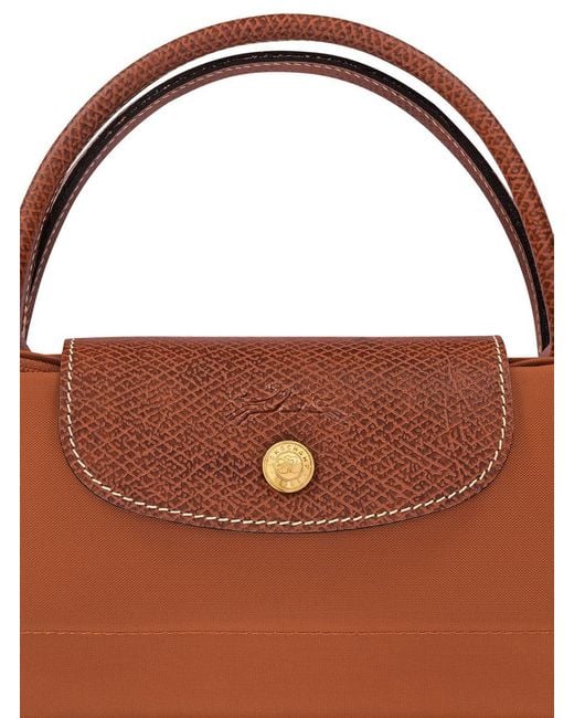 Longchamp Brown 'Le Pliage S' Handbag With Engraved Logo