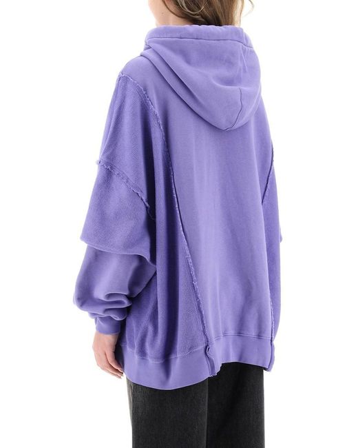 Khrisjoy Purple Oversized Hooded Sweatshirt