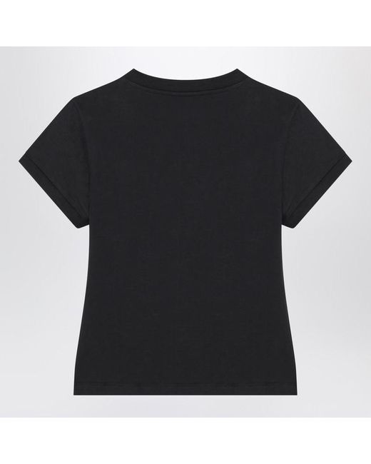 Ganni Black Washed T-Shirt With Poodle Print