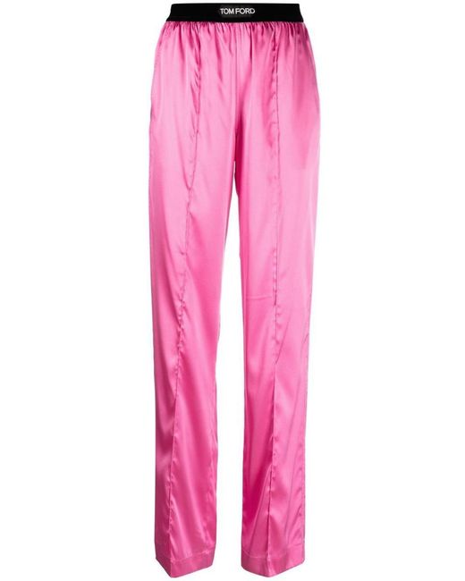 Tom Ford Pink Stretch Silk Satin Pajamas Pants