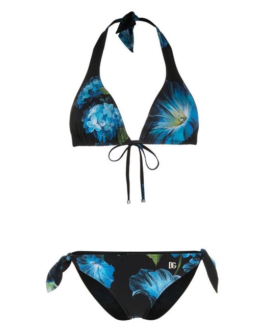 Dolce & Gabbana Blue Multicolour Bikini Set