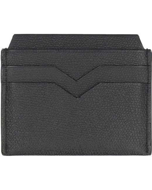 Valextra Gray Leather Card Holder for men