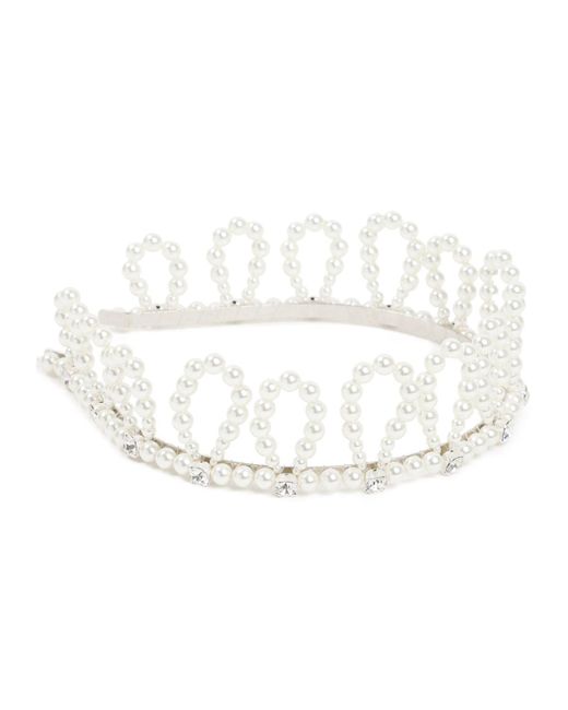 Simone Rocha White Pearl And Crystal Beaded Crown Hat