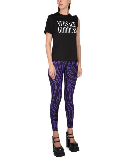 Versace Black T-shirt With Slogan Print
