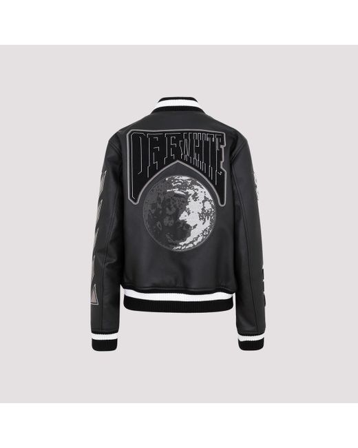 Off-White c/o Virgil Abloh Black Off- Moon Leather Varsity Jacket