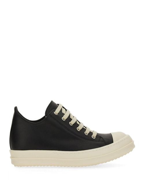 Rick Owens Black Leather Sneakers