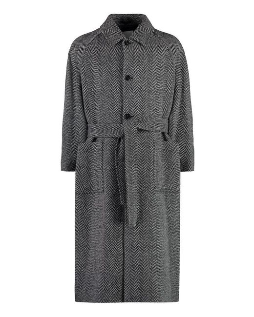 Gant Gray Single-Breasted Wool Coat for men