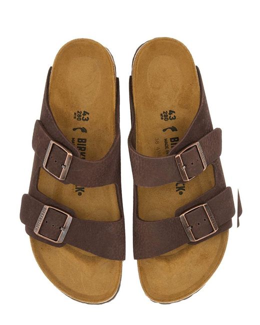 Birkenstock Brown Arizona Bs Leather Slides for men