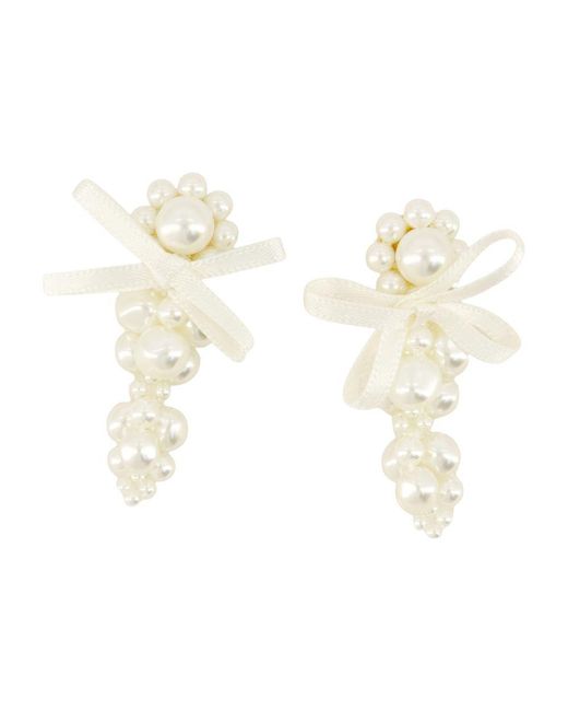 Simone Rocha White Petite Bow Earrings