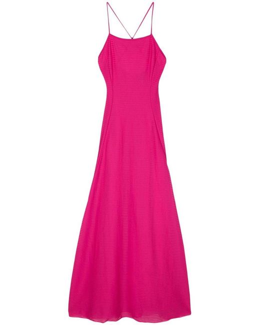 Emporio Armani Pink Striped Midi Dress