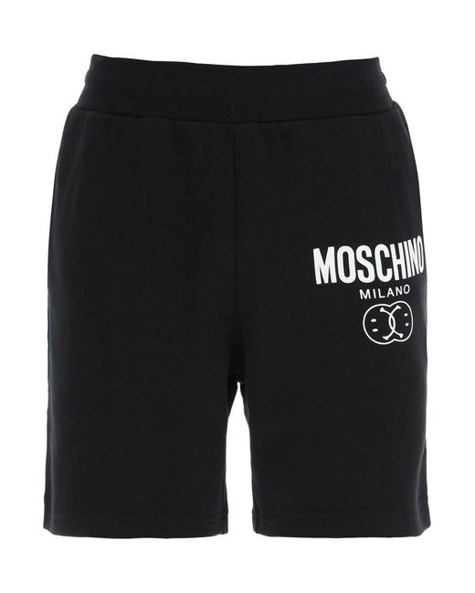 Moschino Black 'Double Question Mark' Logo Sweatshorts for men