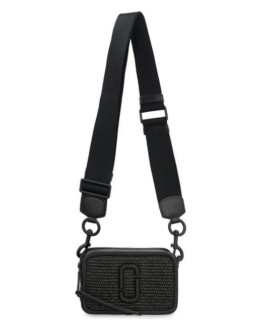 Shop Marc Jacobs The Snapshot Woven Leather & Straw Camera Bag