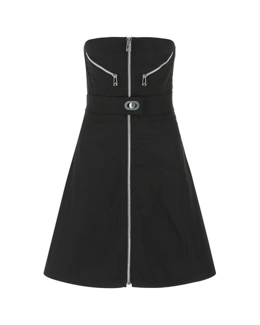 Bottega Veneta Black Authentic Tech Fabric Short Dress With Front Zip Closure
