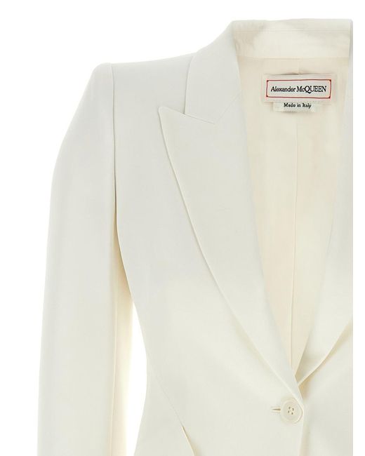 Alexander McQueen White Mcqueen Single-Breasted Blazer