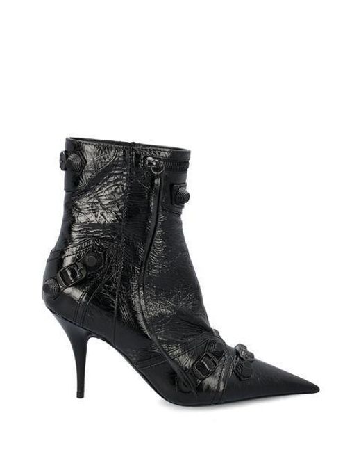 Balenciaga Black Pointed Toe Raffia Boots