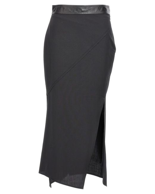 Helmut Lang Gray Slit Midi Skirt Skirts