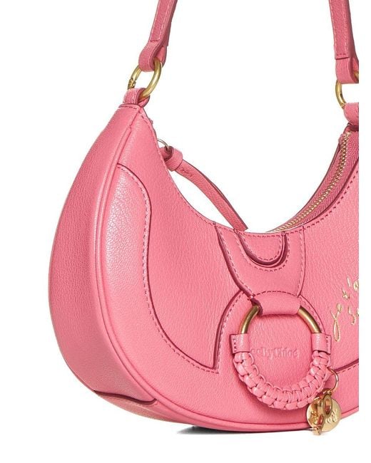 See By Chloé Pink Hana Half-Moon Leather Shoulder Bag