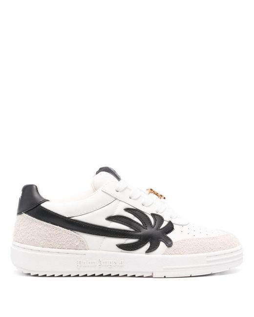 Palm Angels White Logo-appliqué Leather Sneakers