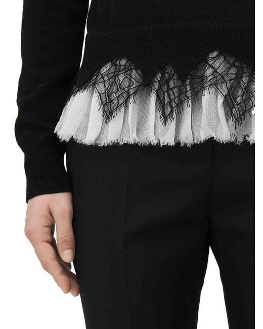 Alexander McQueen Blue Cashmere Lace Sweater