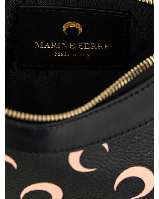 MARINE SERRE Black 'Moon Canvas Eclips' Mini Shoulder Bag