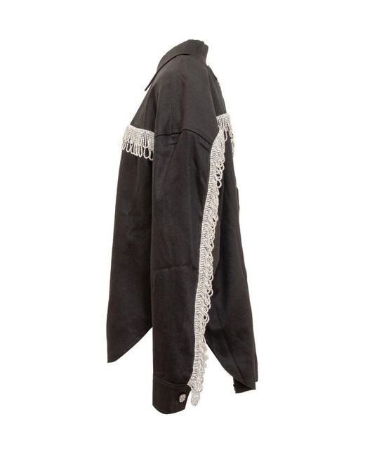 ROTATE BIRGER CHRISTENSEN Black Denim Jacket With Rhinestones