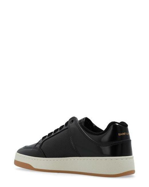 Saint Laurent Black Perforated Patent Leather Sneakers
