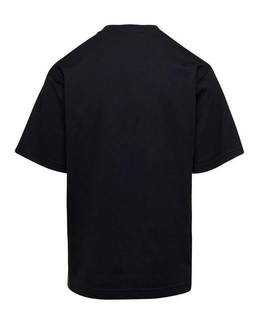 Dolce & Gabbana Black Crewneck T-shirt With Print And Fusible Rhinestone In Cotton Man for men
