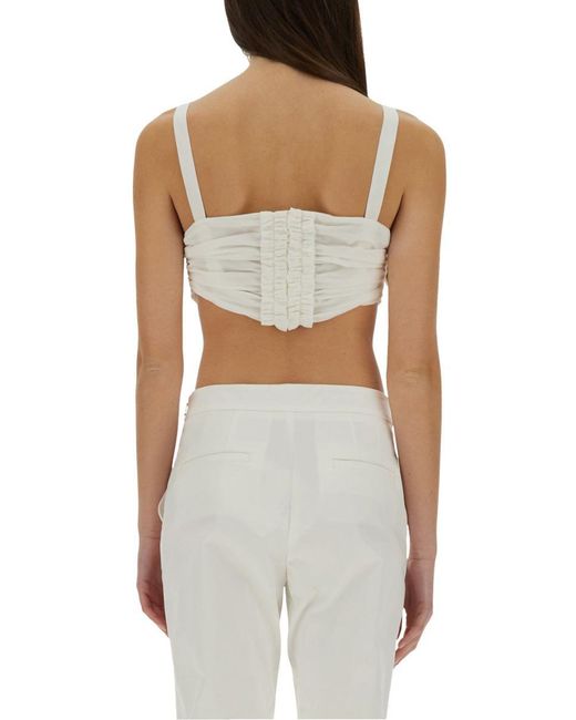 Moschino Women's White Cotton And Silk Voile Crop Top