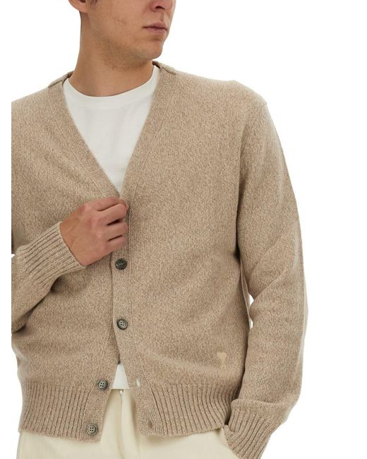 AMI Natural Wool Cardigan for men