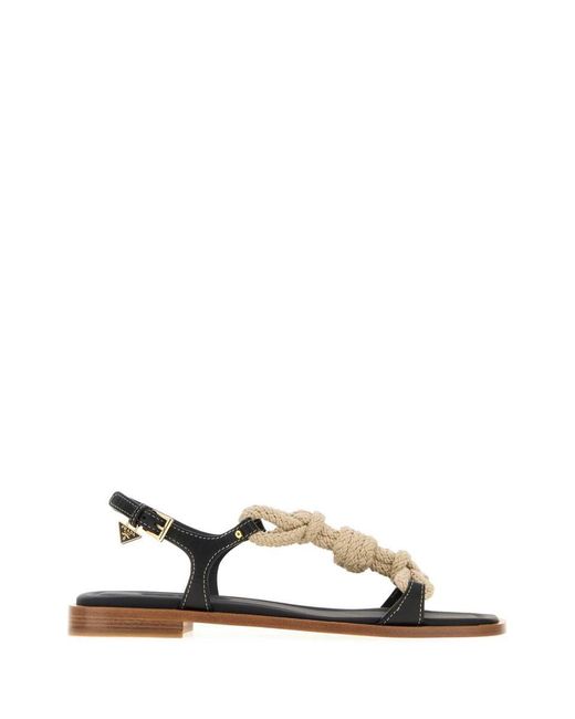 Prada Black Knotted Detailed Open Toe Sandals