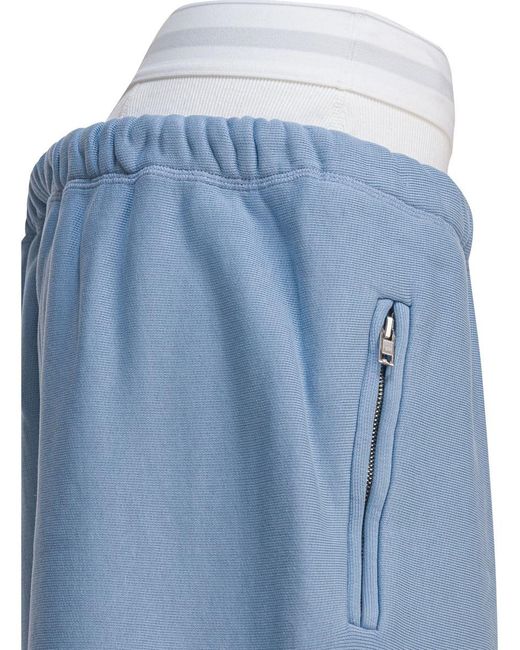 Alexander Wang Blue Wide Leg Sweatpant W/ Logo Elastic Exposed Brief