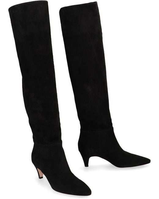 Gianvito Rossi Black Elise Suede Knee High Boots