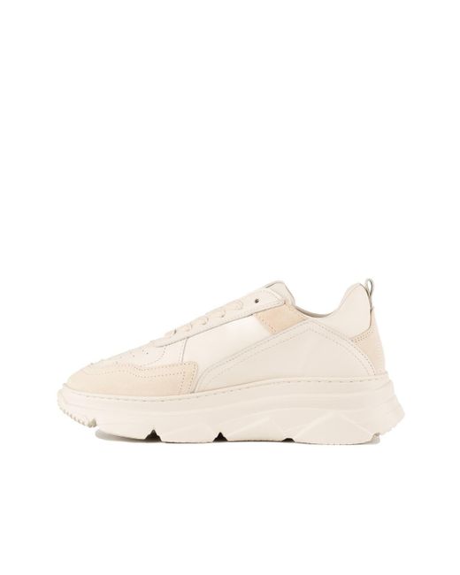 COPENHAGEN Natural Cream Smooth Leather And Suede Sneakers