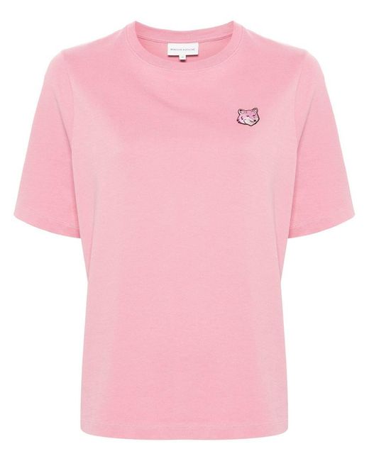 Maison Kitsuné Pink T-Shirt With Fox Print