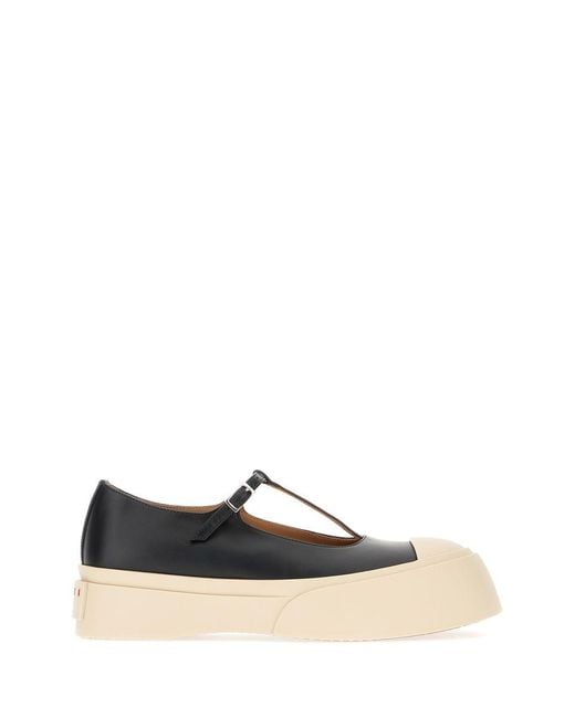 Marni Leather Mary Ballerinas in Black | Lyst