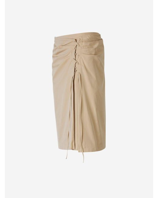 Dries Van Noten Natural Draped Midi Skirt