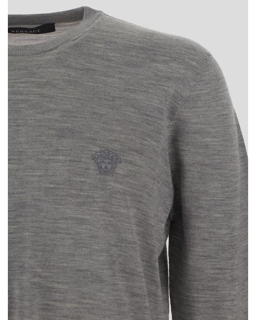 Versace Gray Medusa Embroidery Pullover for men