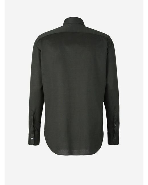 Canali Black Plain Cotton Shirt for men
