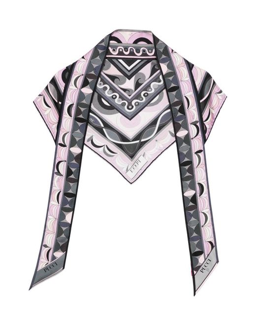 Emilio Pucci White Printed Silk Foulard