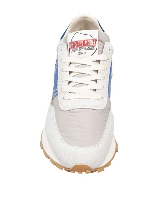 Philippe Model Blue Running Sneakers In Technical Fabric And Suede